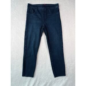 Spanx Denim Stretch Pull On Skinny Jeans Size Medium Dark Wash Ankle Pants